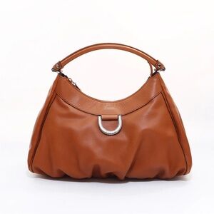 Gucci Hobo Bag Handbag Shoulder Bag Tan Leather D Ring